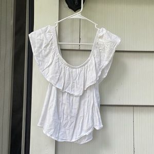 White off the shoulder, crop top shirt